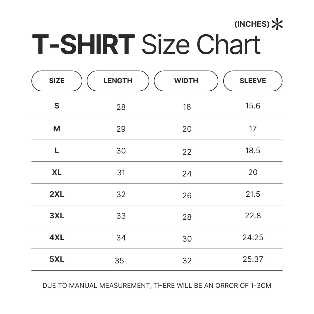 T shirt Size Chart - Cheerleading Gifts UK